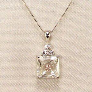 NEW Pink Stone Inside Cubic Zirconias Silver DESIGNER Necklace